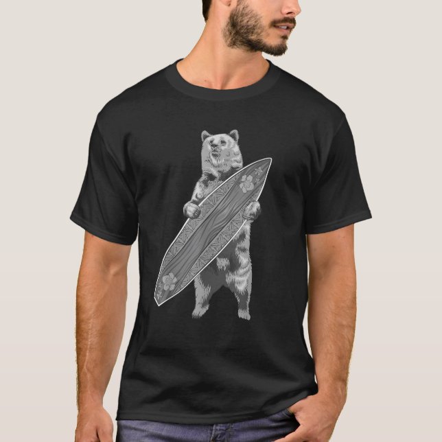 Niedlich Bärensurfboard Funny Surfgeschenk für Men T-Shirt (Vorderseite)