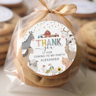 Niedlich Barnyard Birthday Party Classic Round Sti Runder Aufkleber