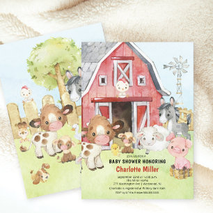 Niedlich Barnyard Friends Kinderdusche Einladung