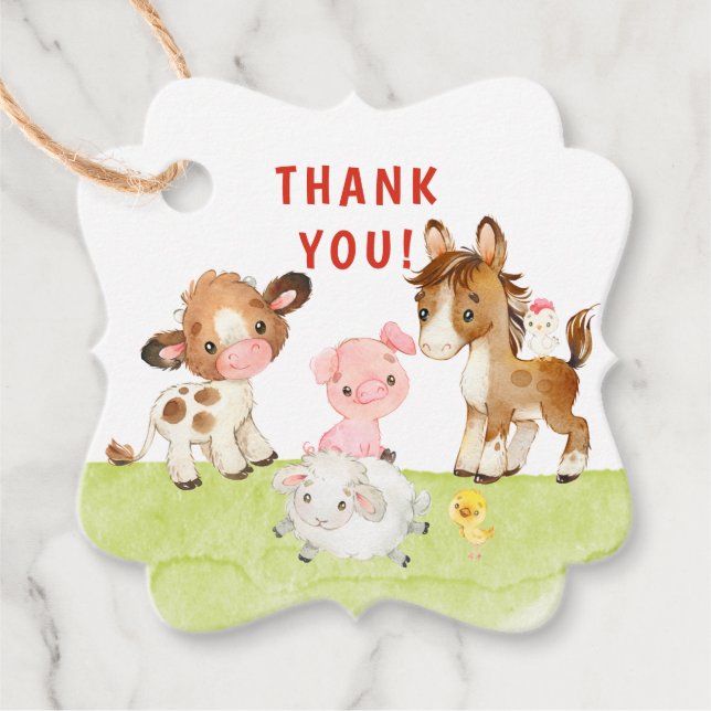 Niedlich Barnyard Friends Kinderdusche Geschenkanhänger (Vorderseite)