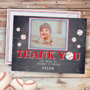 Niedlich Baseball Geburtstag Danke, dass Sie Foto- Einladungspostkarte