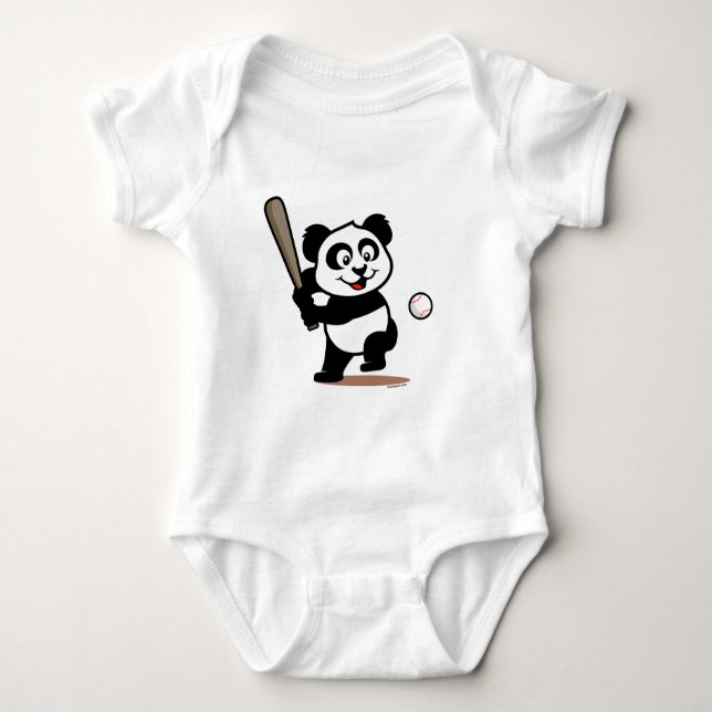 Niedlich Baseball Panda Baby Strampler (Vorderseite)