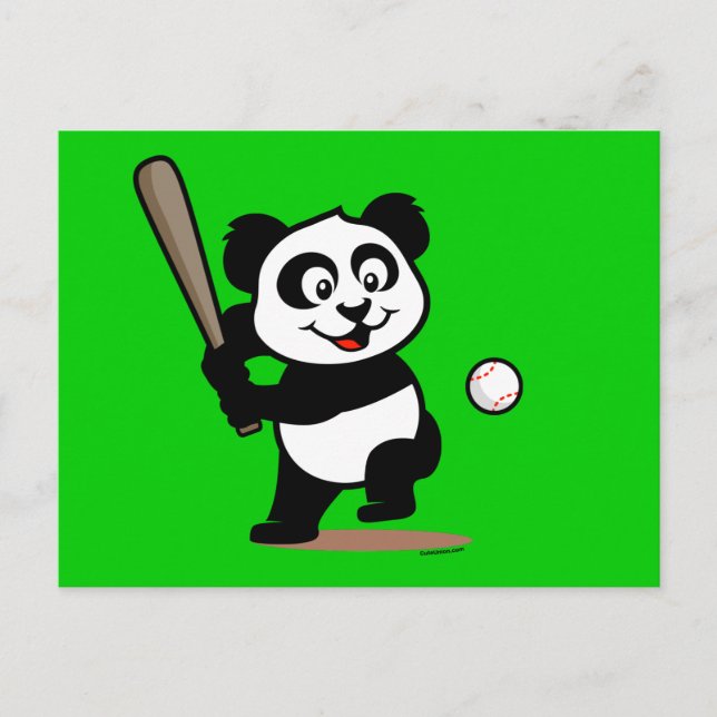 Niedlich Baseball Panda Postkarte (Vorderseite)