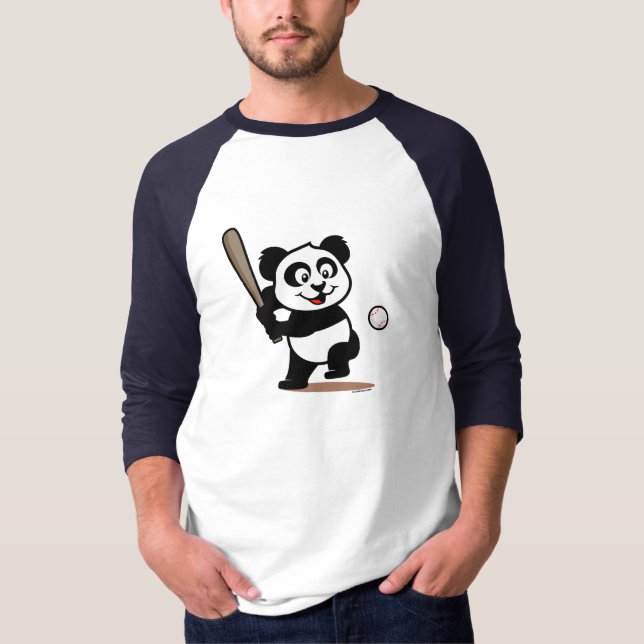 Niedlich Baseball Panda T-Shirt (Vorderseite)