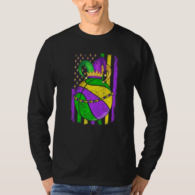 Niedlich Basketball Mardi Gras Hat Party Festival  T-Shirt (Vorderseite)