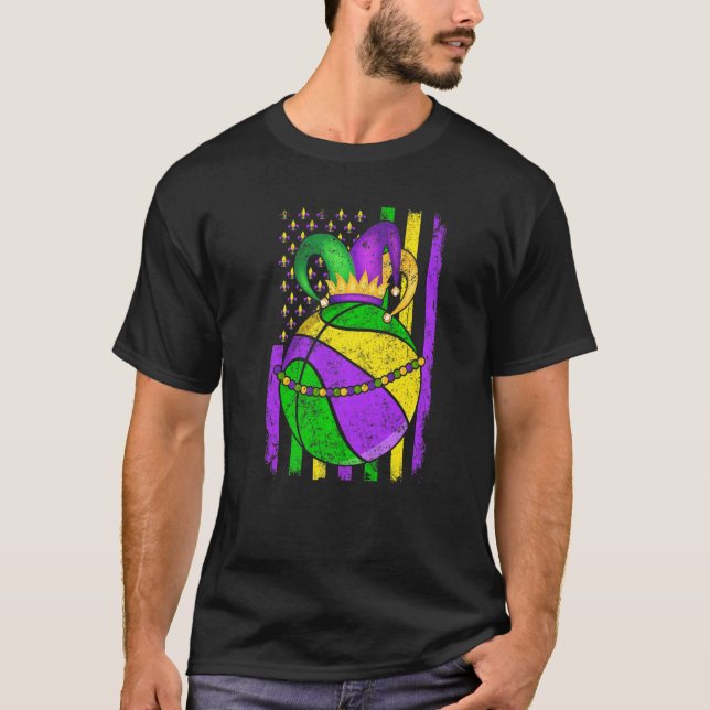 Niedlich Basketball Mardi Gras Hat Party Festival  T-Shirt (Vorderseite)