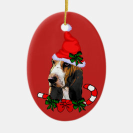 Niedlich Basset Hound Weihnachten Keramik Ornament