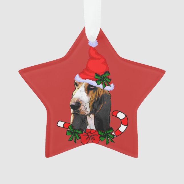 Niedlich Basset Hound Weihnachten Ornament (Vorderseite)