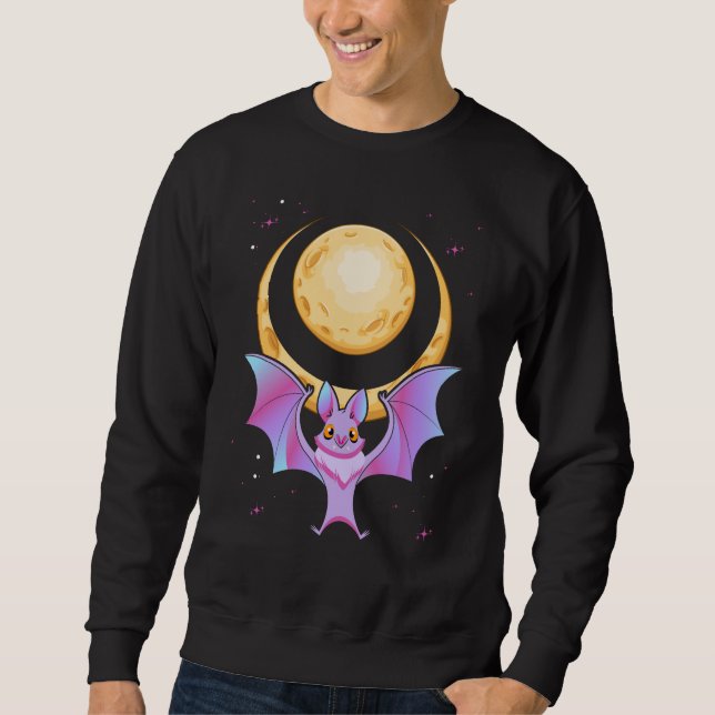 Niedlich Bat Crescent Pastel Goth Moon Kawaii Sweatshirt (Vorderseite)