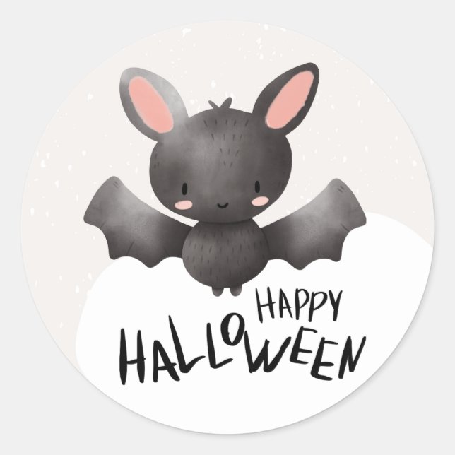 Niedlich Bat Halloween Runder Aufkleber (Vorderseite)