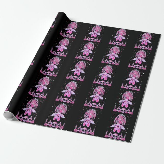 Niedlich Bat Skull Pastel Goth Skeleton Kawaii Geschenkpapier (Ungerollt)