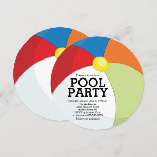 Niedlich Beach Ball Pool Party Einladung