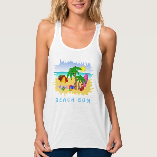 Niedlich Beach Bum Fun Farbenfrohe Frauen T - Shir Tank Top (Vorderseite)