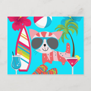 Niedlich Beach Bum Kitty Cat Sonnenbrille Beach Ba Postkarte