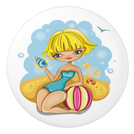 Niedlich Beach Girl Drawer Knobs Keramikknauf