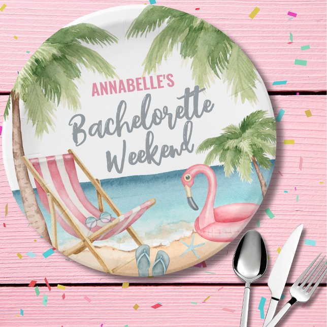 Niedlich Beach Girls Wochenende Junggeselinnen-Abs Pappteller (Cute Beach Girls Weekend Bachelorette Party Paper Plates)