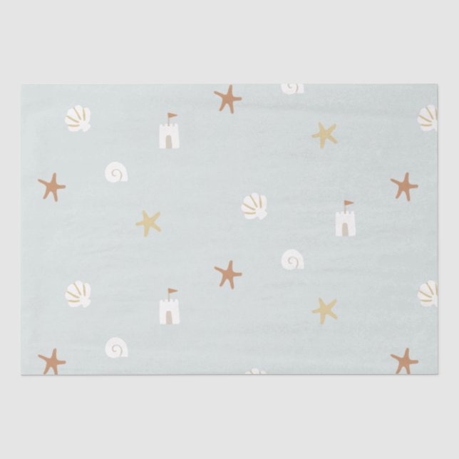 Niedlich Beach Seashell Sandcastle Starfish Seidenpapier (Vorderseite)
