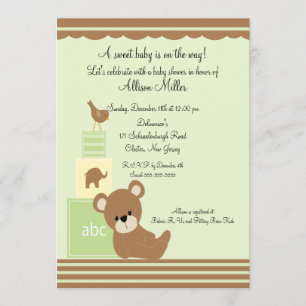 Niedlich Bear Baby Blocks Neutral Baby Dusche Einladung