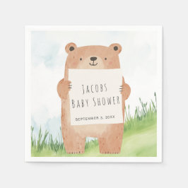 Niedlich Bear Baby Dusche rustikale Wälder Serviette