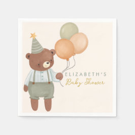 Niedlich Bear Balloon Babydusche Serviette