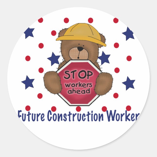 Niedlich Bear Future Construction Worker Runder Aufkleber (Vorderseite)