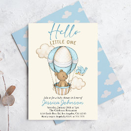 Niedlich Bear Hello Little One - Blue Baby Shower Einladung
