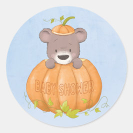 Niedlich Bear Little Pumpkin Baby Dusche Runder Aufkleber