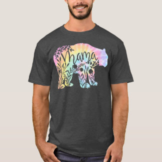 Niedlich Bear Mama Gefärbte Krawatte Floral Mama B T-Shirt
