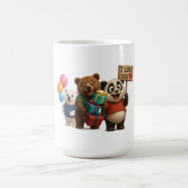 Niedlich Bear Trio Tasse - Panda mit dem Zeichen " (Mittel)