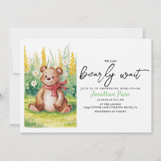 Niedlich Bear Watercolor Bear Wait Baby Dusche Einladung