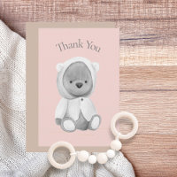 Niedlich Bear Watercolor Pink Kinderdusche Danke