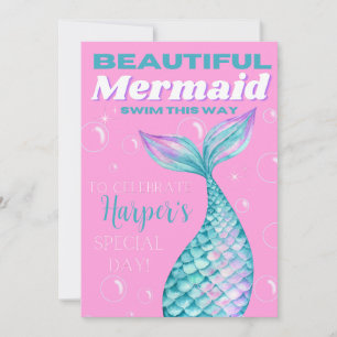 Niedlich bearbeitbar unter der Meerjungfrau Mädche Einladung