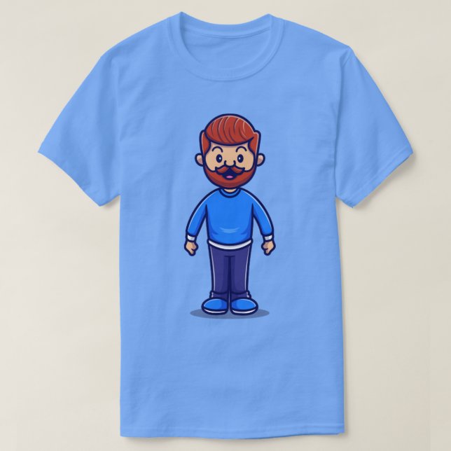 Niedlich Beard Man Cartoon T-Shirt (Design vorne)