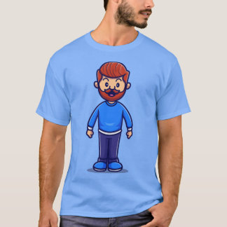 Niedlich Beard Man Cartoon T-Shirt