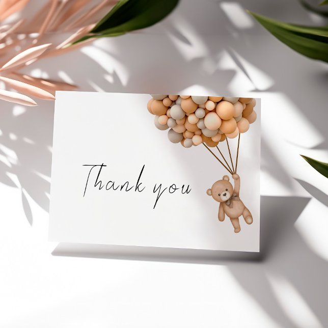 Niedlich Bearly Wait Teddy Balloon Dankeskarte (Von Creator hochgeladen)