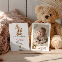 Niedlich Beary 1. Geburtstag Teddy Bear Foto Ballo Einladung