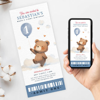 Niedlich Beary First Birthday Ticket Einladung