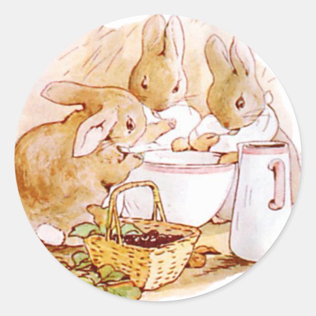 Niedlich, Beatrix Potter Bunnies, kundenspezifisch Runder Aufkleber (Vorderseite)