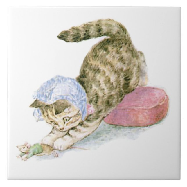 Niedlich Beatrix Potter Miss Moppet Maus Fliese (Vorderseite)