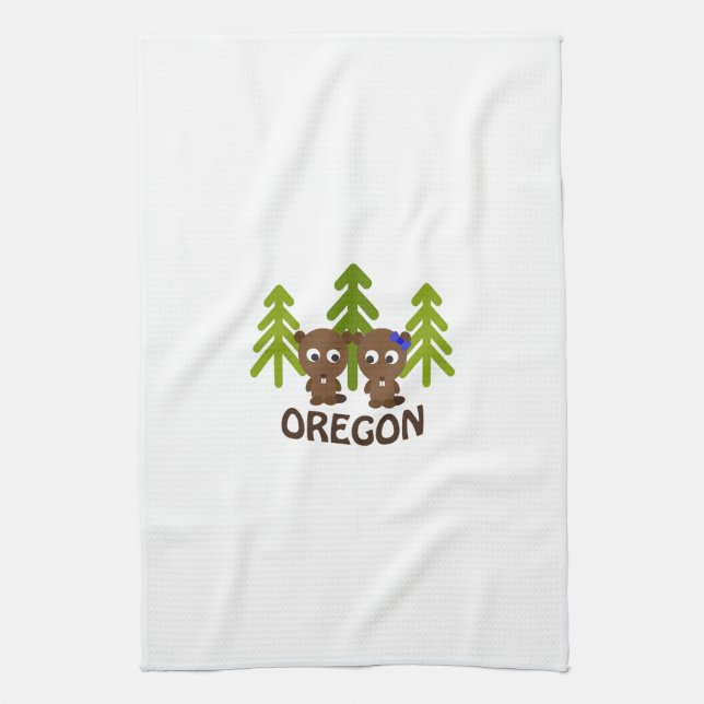 Niedlich Beaver Couple Oregon Küchentuch (Vertikal)