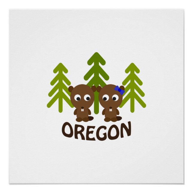 Niedlich Beaver Couple Oregon Poster (Vorderseite)