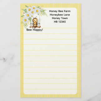 Niedlich "Bee happy" Pesonalisiert Briefpapier