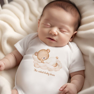 Niedlich Beige Baby Bear Name Neutral Neugeborene Strampler