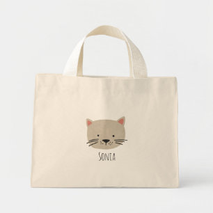 Niedlich Beige Cat Face Mini Stoffbeutel
