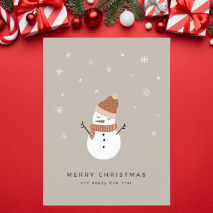 Niedlich Beige Illustriert Snowman Weihnachten