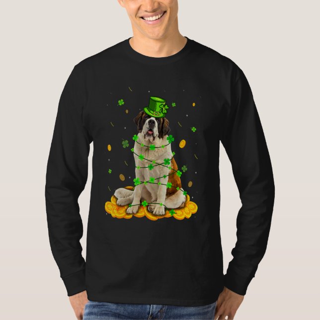 Niedlich Bernard Dog St Patricks Day Irish Kleebla T-Shirt (Vorderseite)