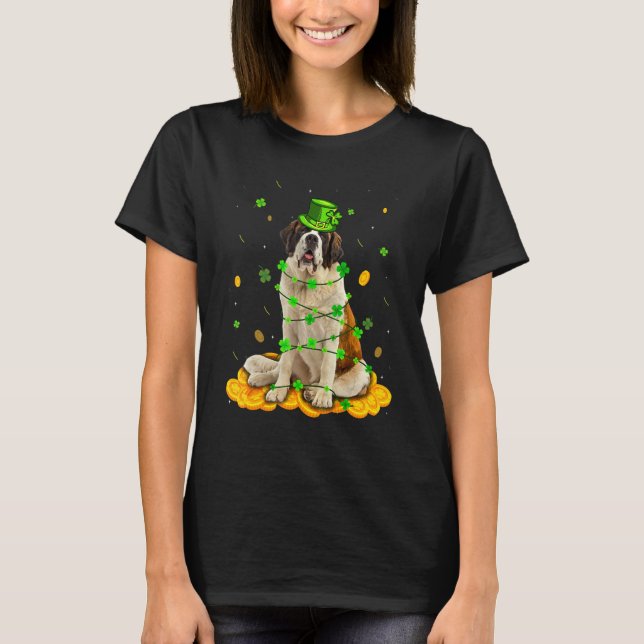 Niedlich Bernard Dog St Patricks Day Irish Kleebla T-Shirt (Vorderseite)