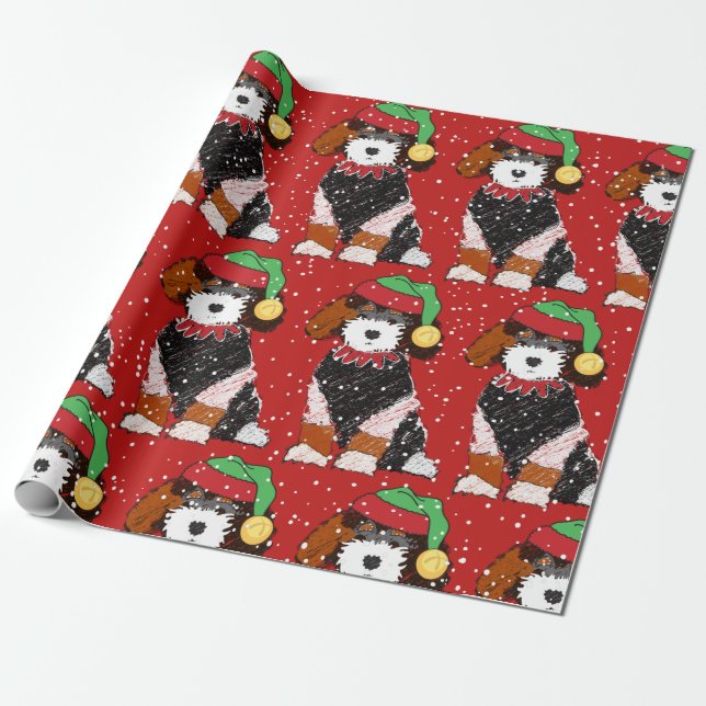 Niedlich Bernedoodle Mountain Hund Red Geschenkpapier (Ungerollt)