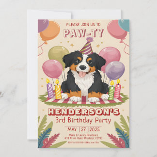 Niedlich Berner Puppy Party Bernese Dog Birthday Einladung