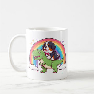 Niedlich Bernese Mountain Dog Riding T-Rex Dinosau Kaffeetasse